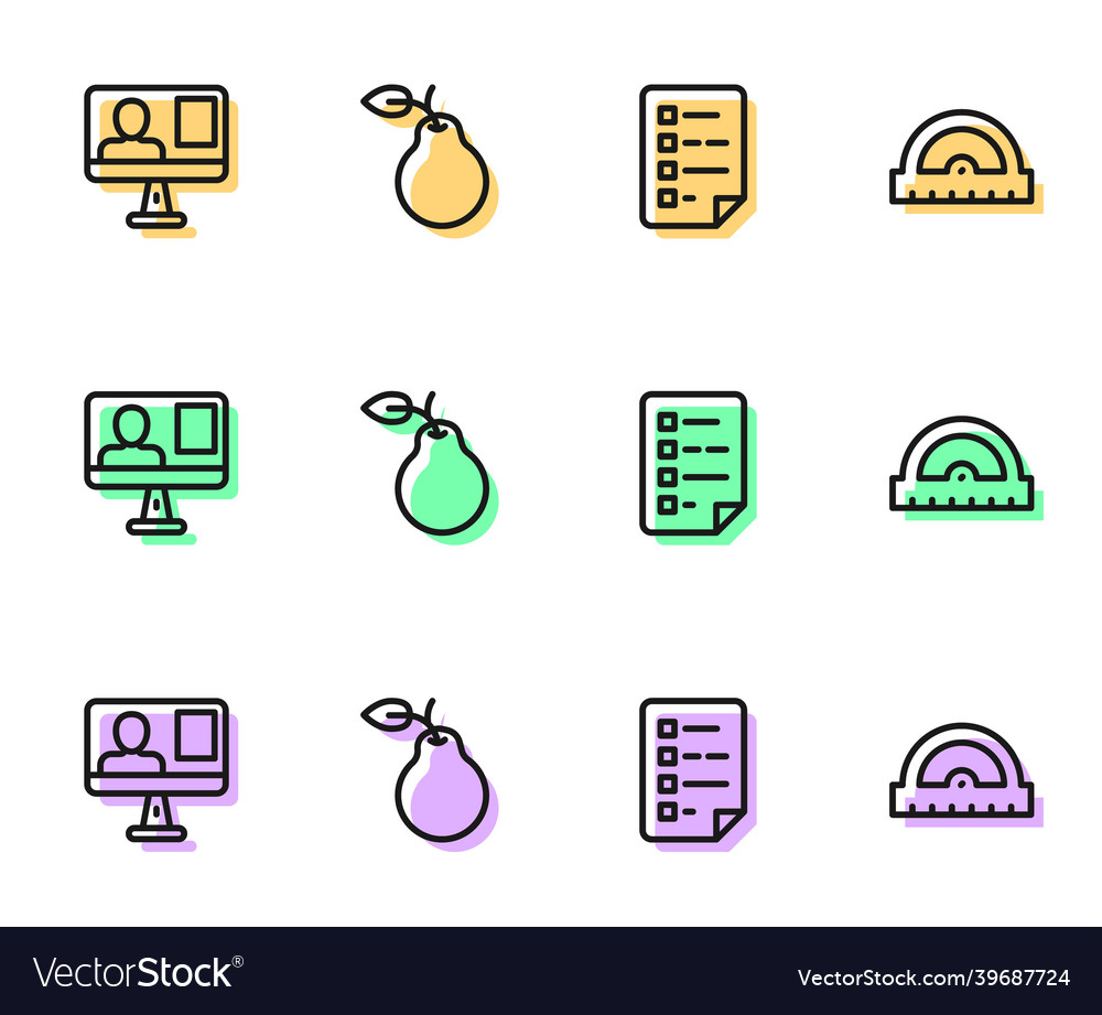 Set line clipboard with checklist online class vector image Set line clipboard with checklist online class