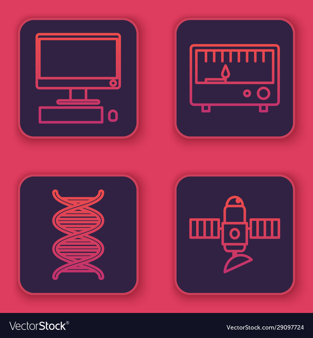 Set line computer monitor with keyboard and mouse vector image Set line computer monitor with keyboard and mouse