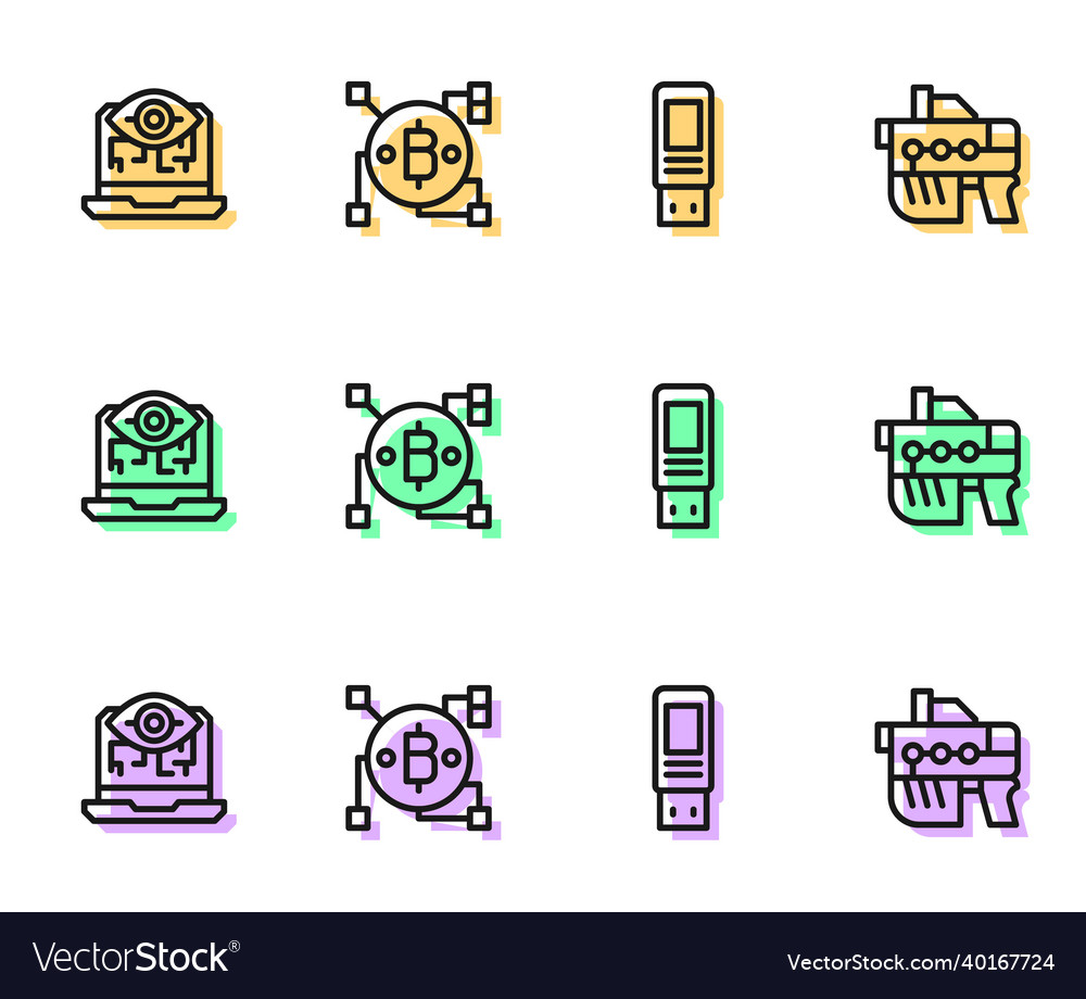 Set line usb flash drive computer vision vector image Set line usb flash drive computer vision