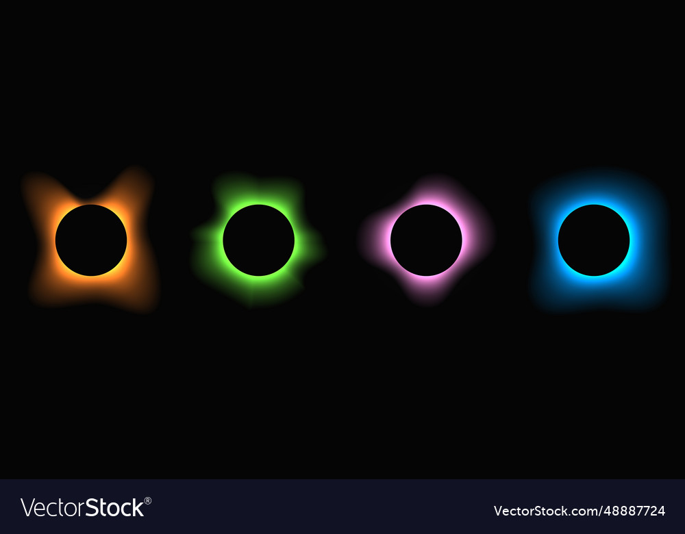 Set of circle illuminate light frames with color vector image Set of circle illuminate light frames with color