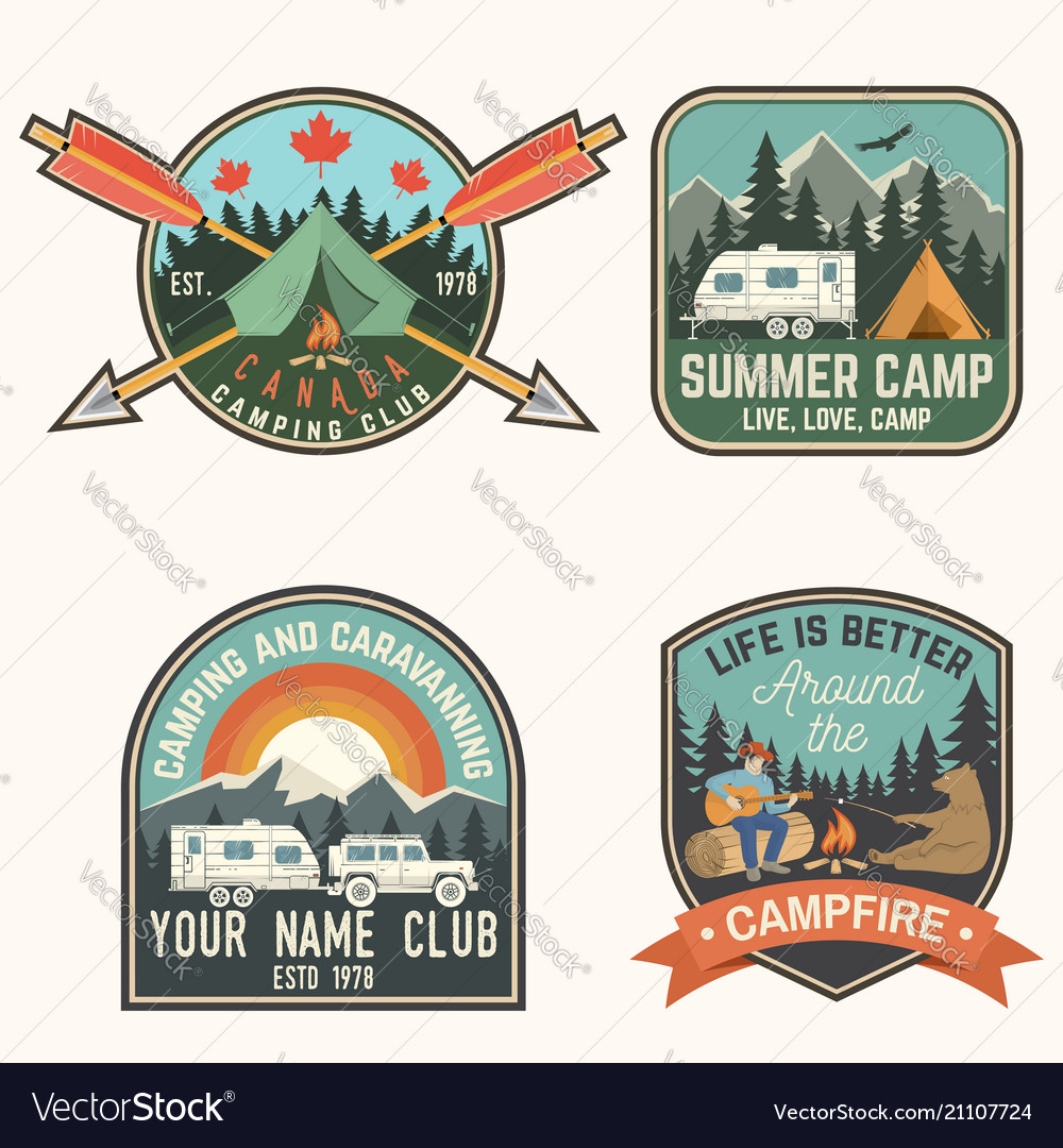 Set Of Summer Camp Badges Concept For Royalty Free Vector