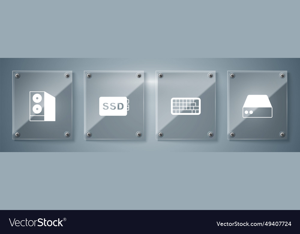 Set server data web hosting keyboard ssd card vector image Set server data web hosting keyboard ssd card