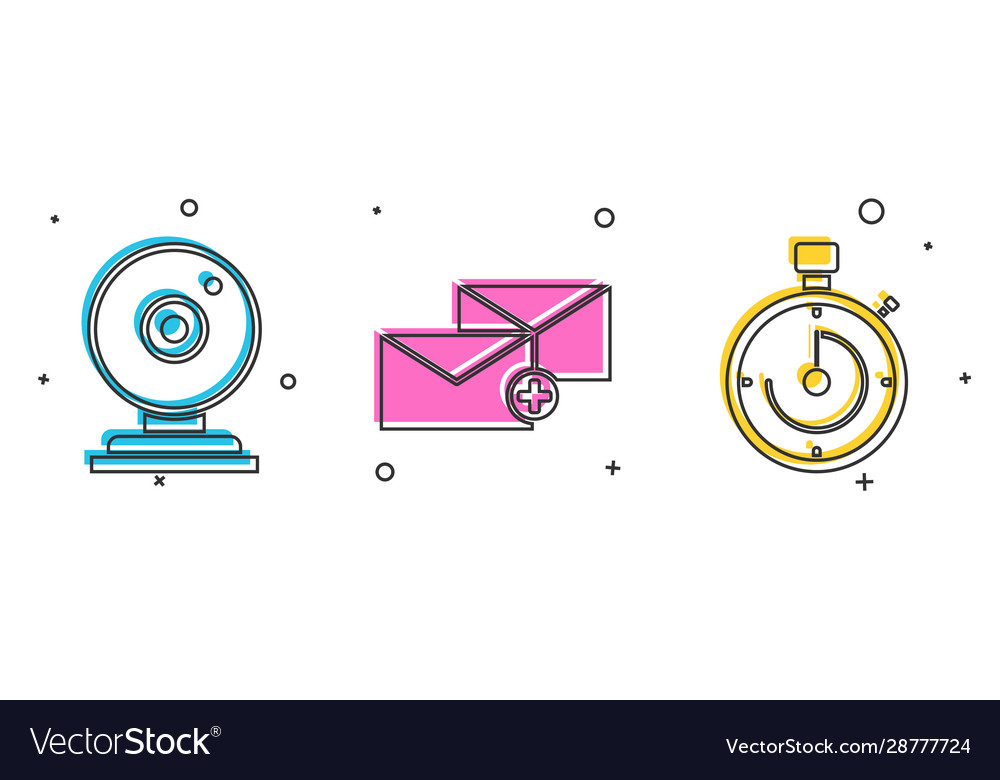 Set web camera envelope and briefcase icon Vector Image Set web camera envelope and briefcase icon