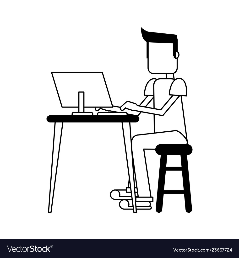 Student with computer vector image Student with computer