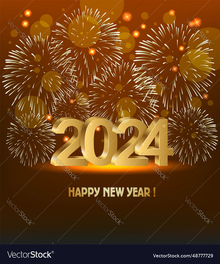 2024 new year fireworks with golden numbers Vector Image