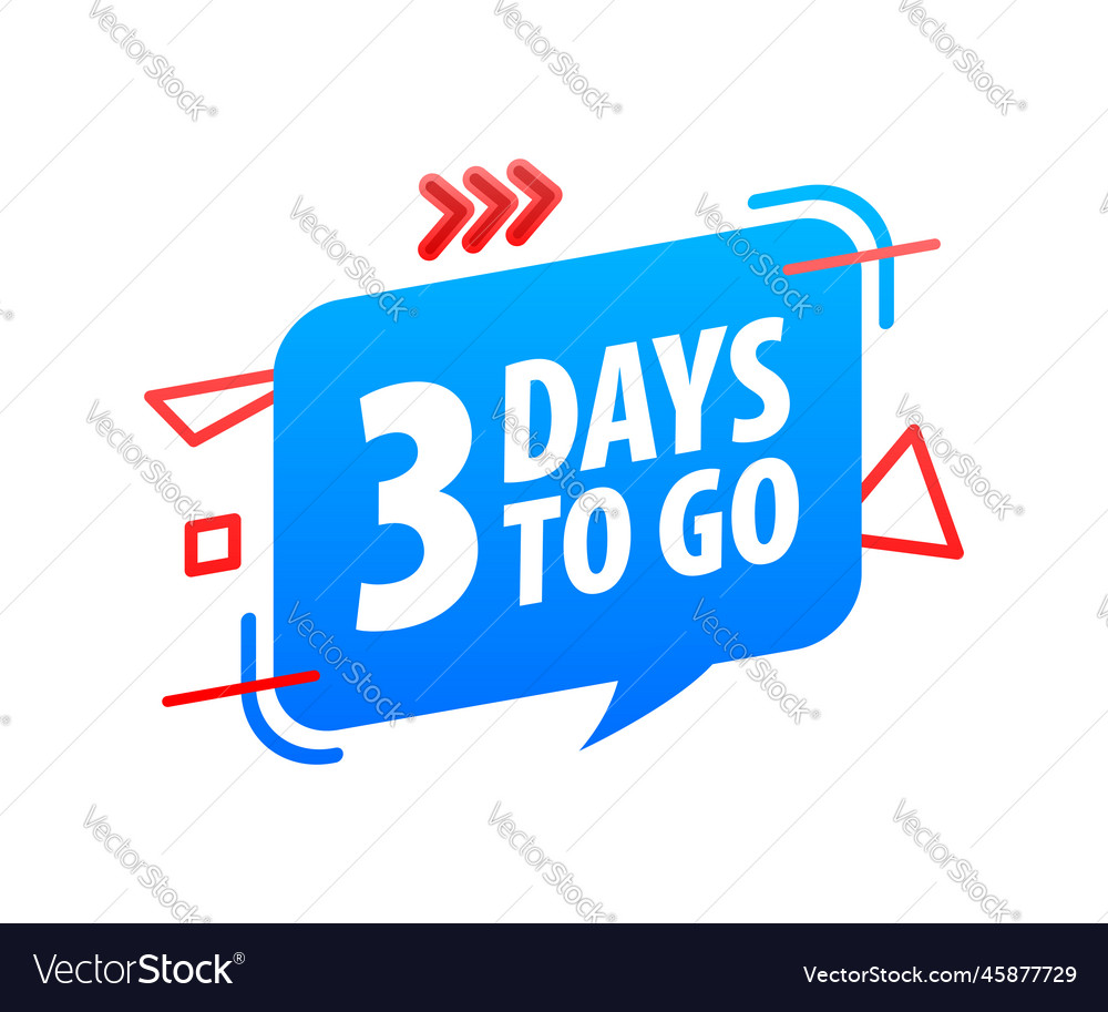 3 days to go icon left badges offer Royalty Free Vector