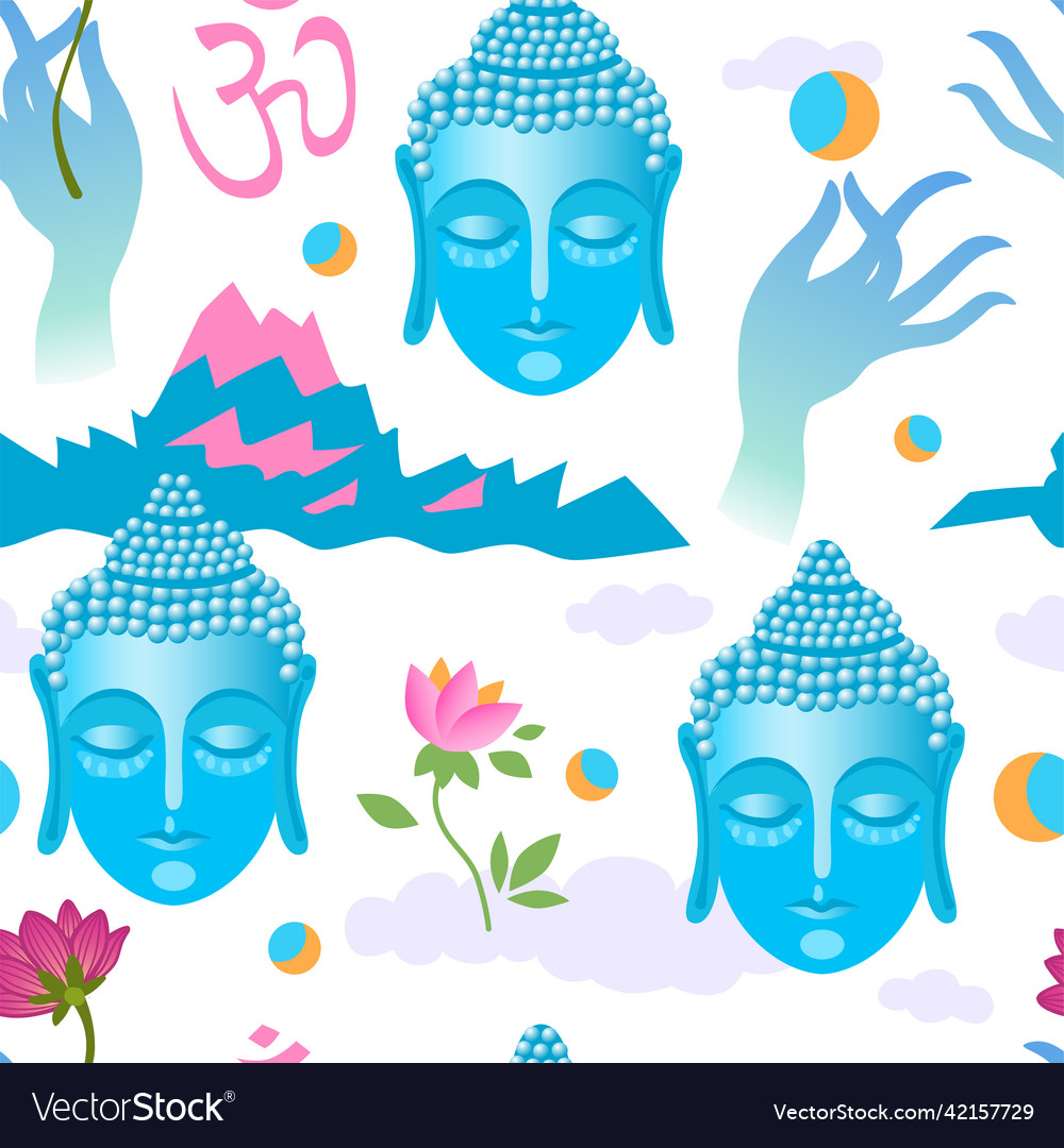 Buddha seamless pattern boho style print