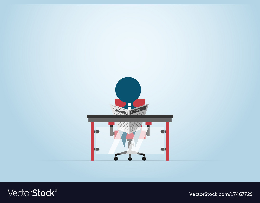 Businessman Reading Newspaper On Chair With Table Businessman Reading Newspaper On Chair With Table