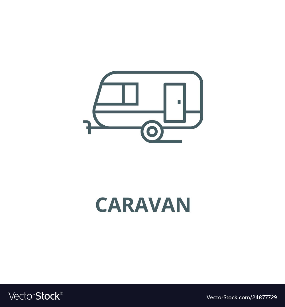 Caravan line icon outline sign Royalty Free Vector Image