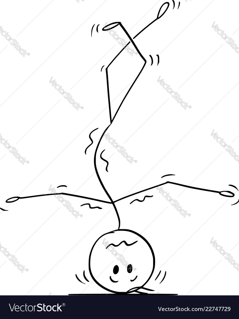 Cartoon man doing handstand on his head Royalty Free Vector