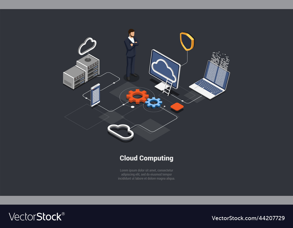Cloud computing delivery of services vector image Cloud computing delivery of services
