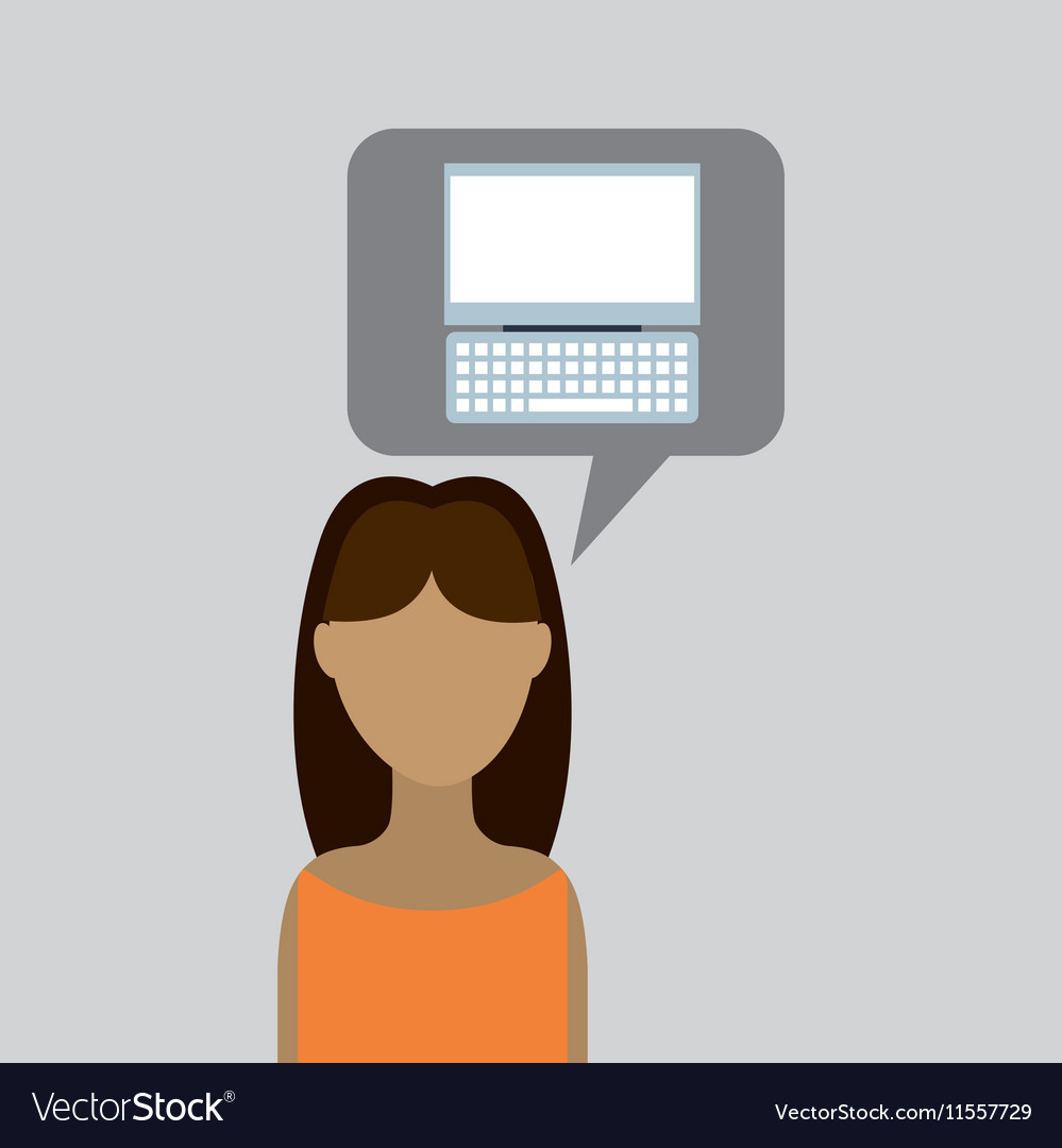 Computer cartoon icon with character woman Vector Image
