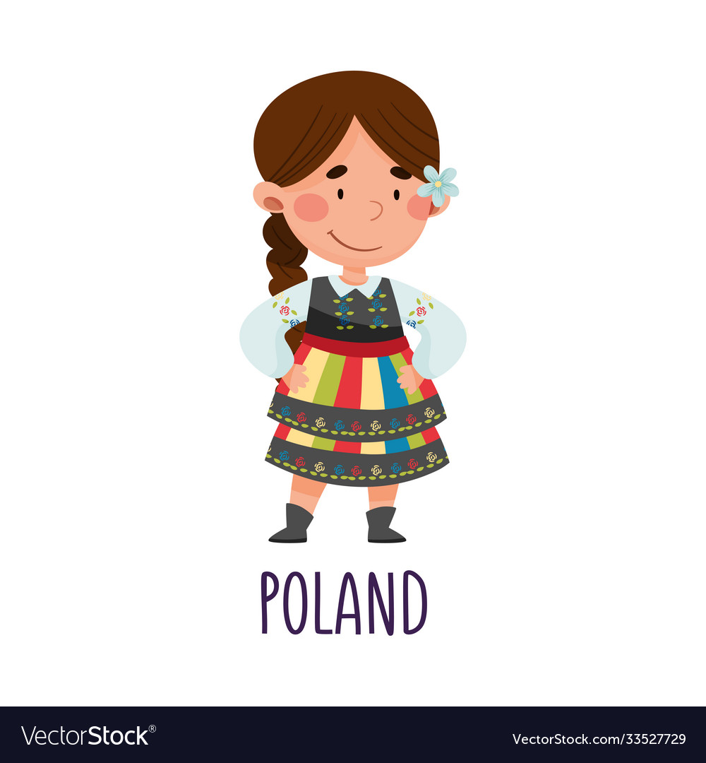 Cute girl wearing national costume poland Vector Image