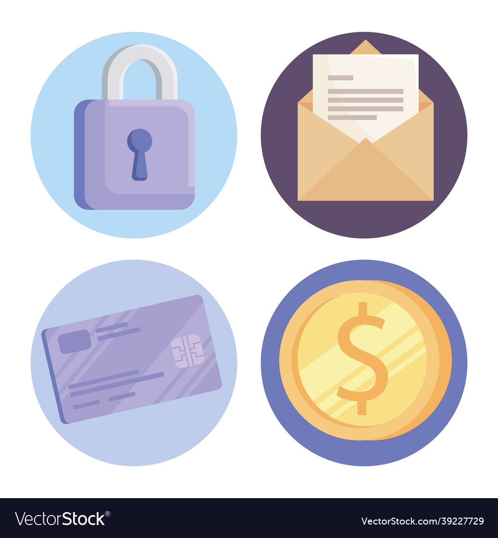 Cyber security icon collection Royalty Free Vector Image