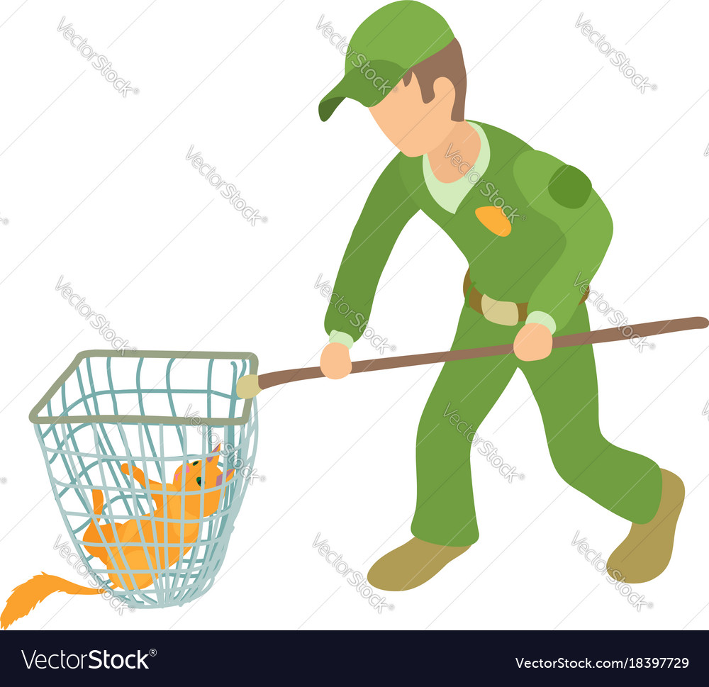 Dog catcher action icon isometric 3d style Vector Image