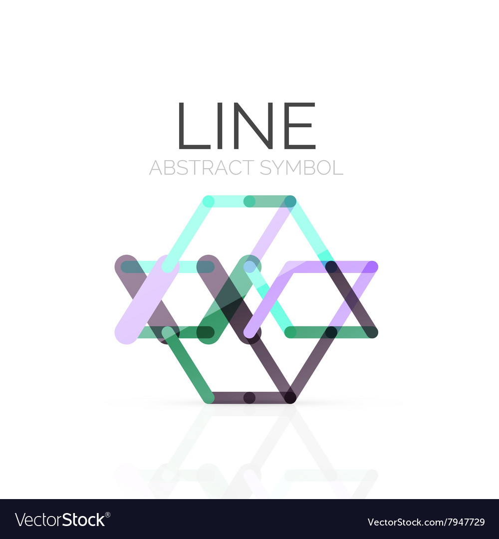 Linear abstract logo connected multicolored