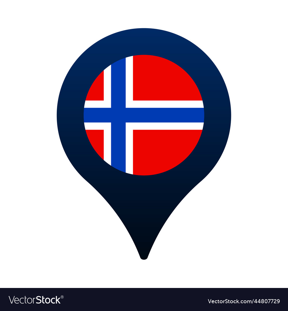 Norway flag and map pointer icon national vector image Norway flag and map pointer icon national