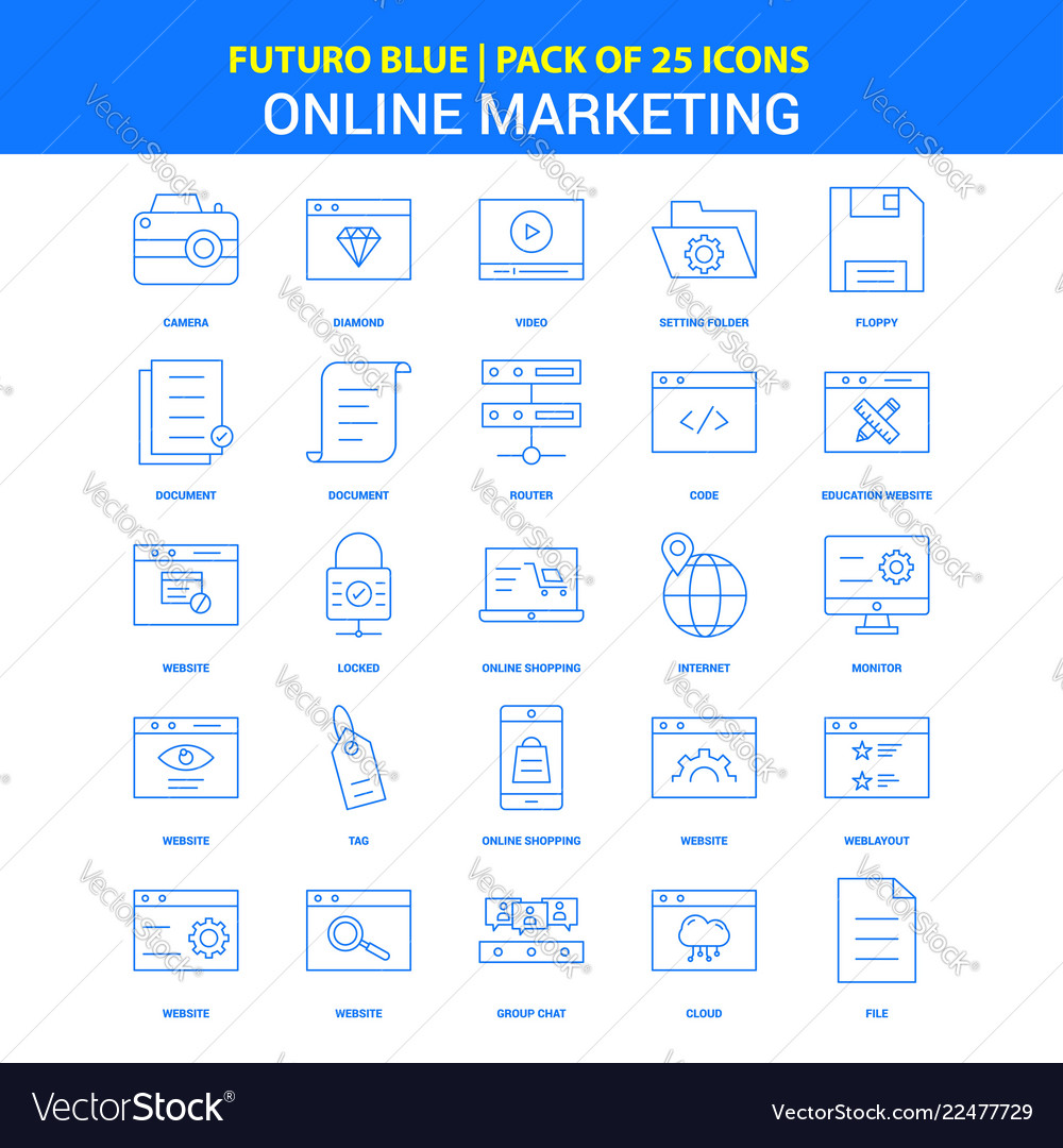 Online-Marketing-Icons - futuro blue 25 icon pack