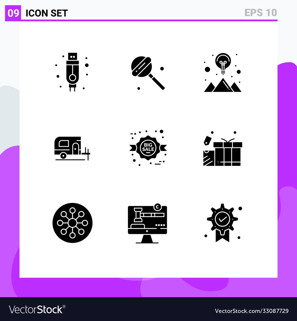 Pack 9 moderne solide Glyphen Zeichen und Symbole vector image Pack 9 moderne solide Glyphen Zeichen und Symbole