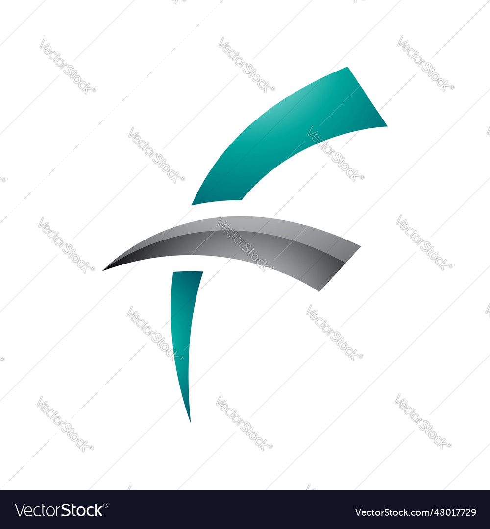 Persian green and black glossy letter f icon