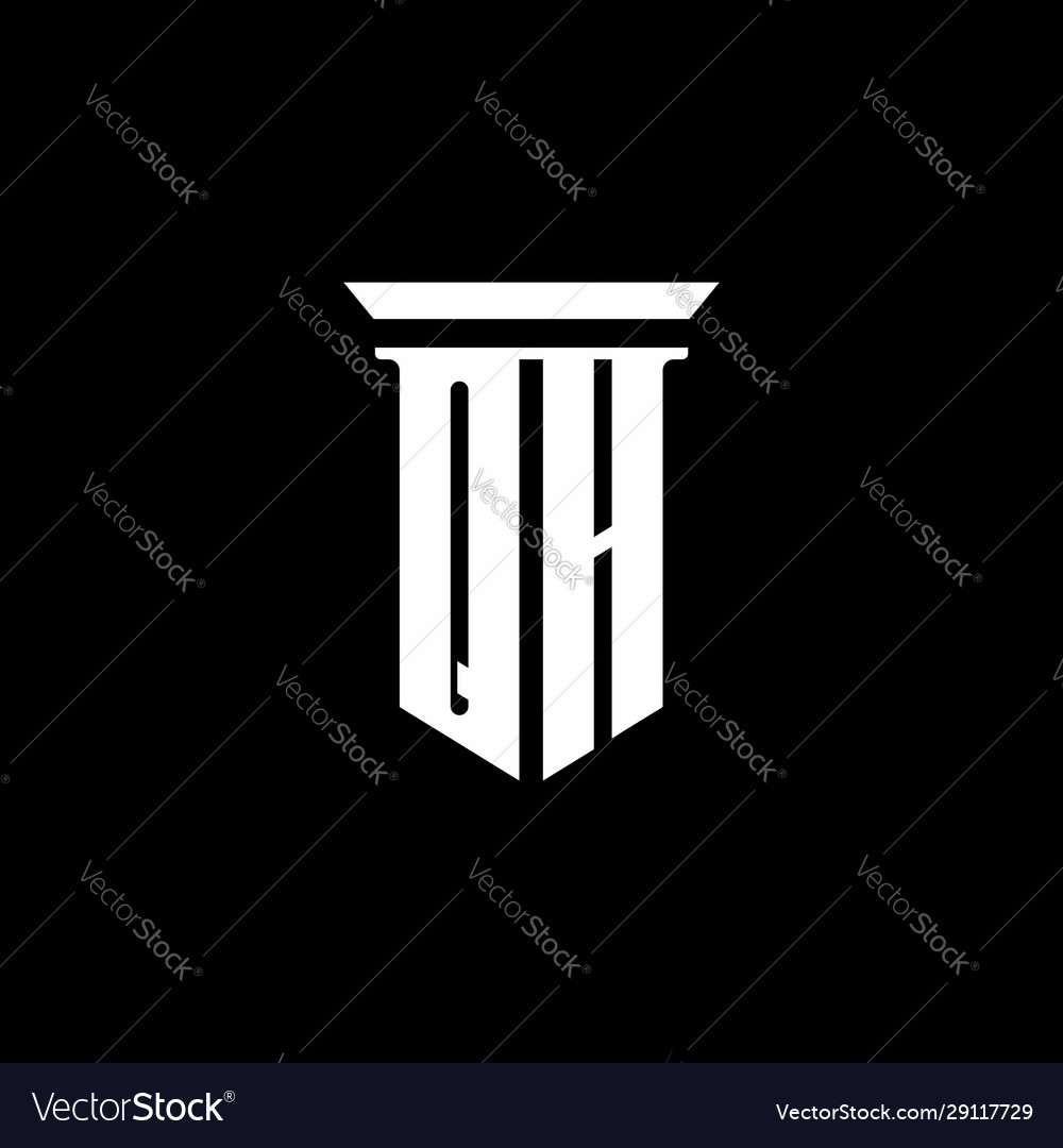 Qh monogram logo with emblem style isolated