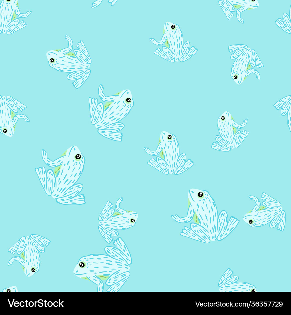 Random seamless pattern with white contoured toad Vector Image