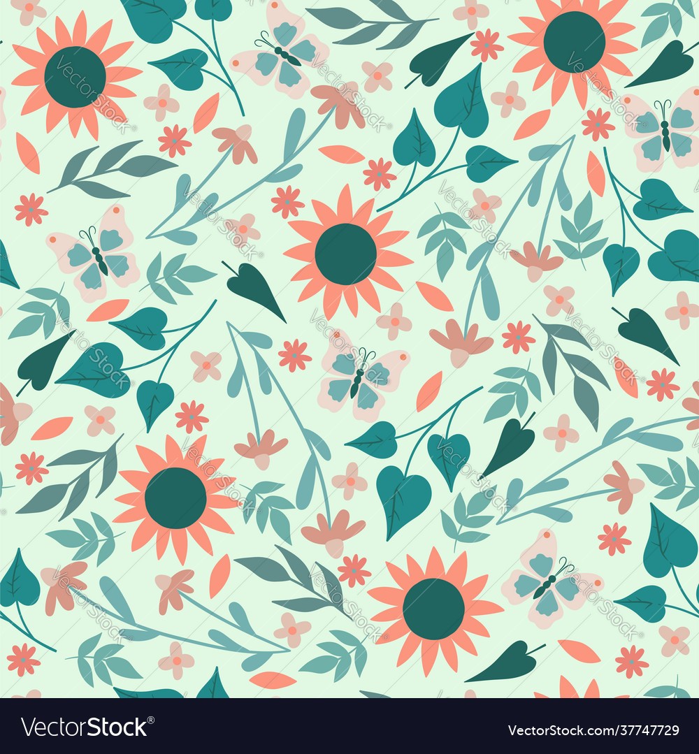 Seamless simple floral pattern with flowers