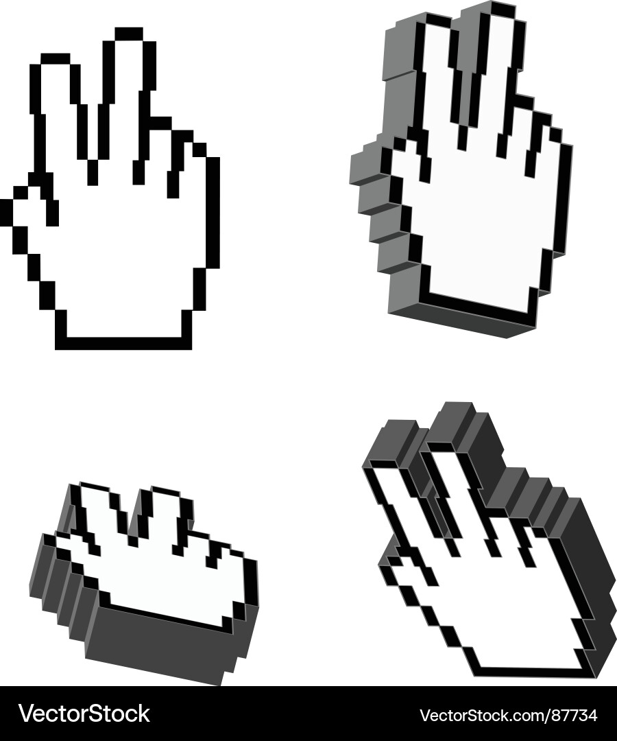 3d victory hand cursors Royalty Free Vector Image