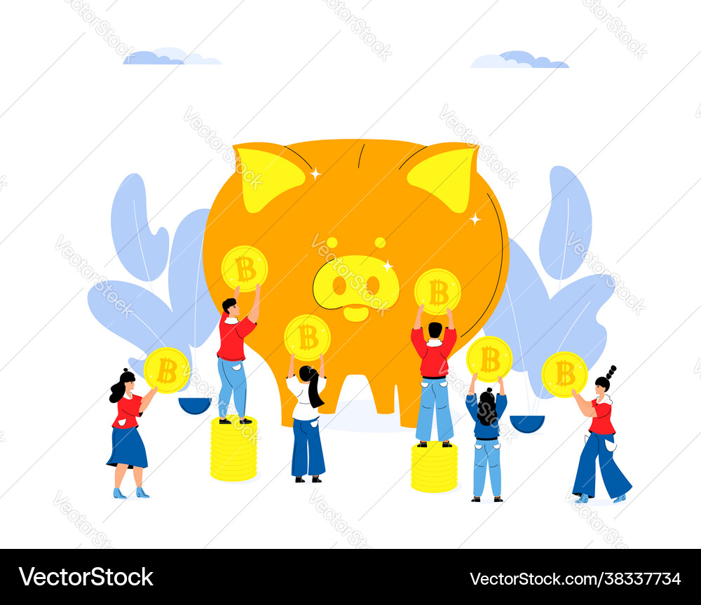 Accumulating money saving concept tiny Royalty Free Vector