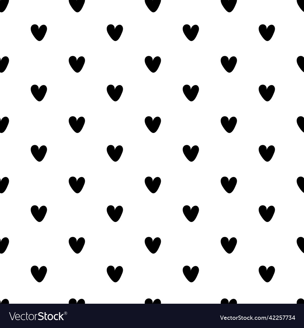 Black hearts seamless pattern on white background Vector Image