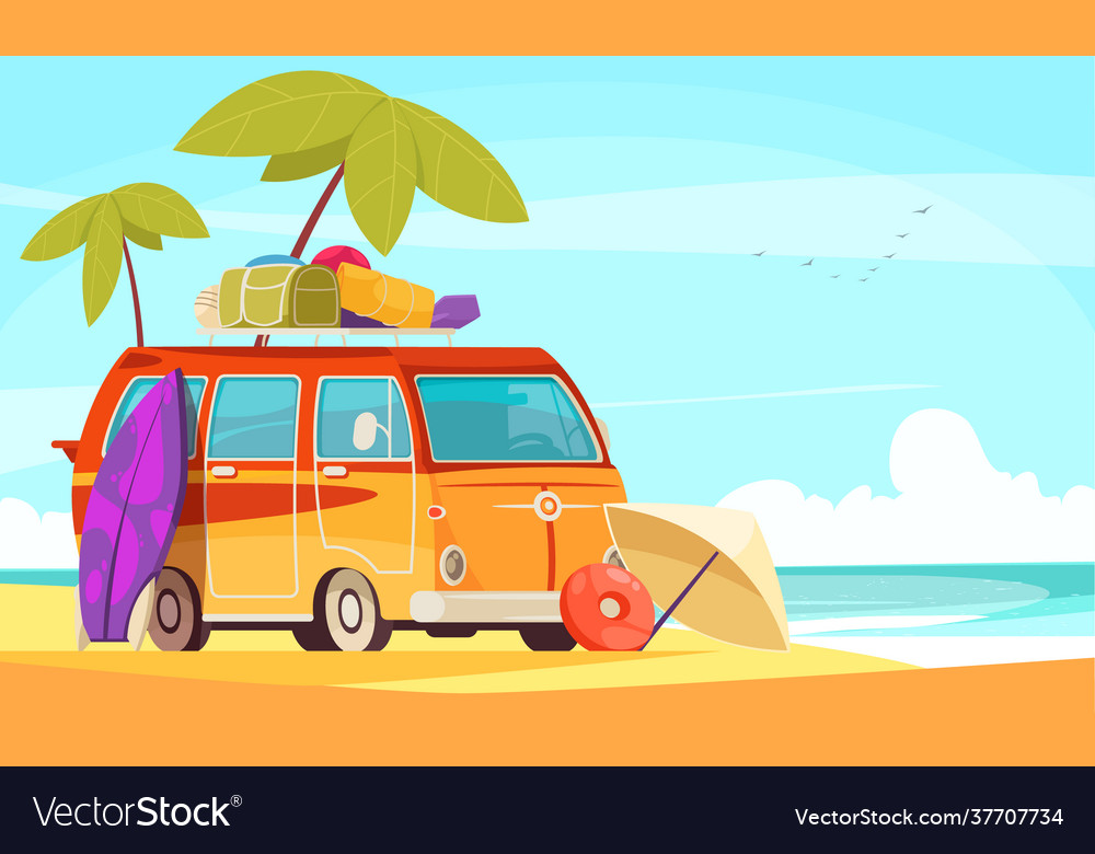 Camper vacation cartoon Royalty Free Vector Image