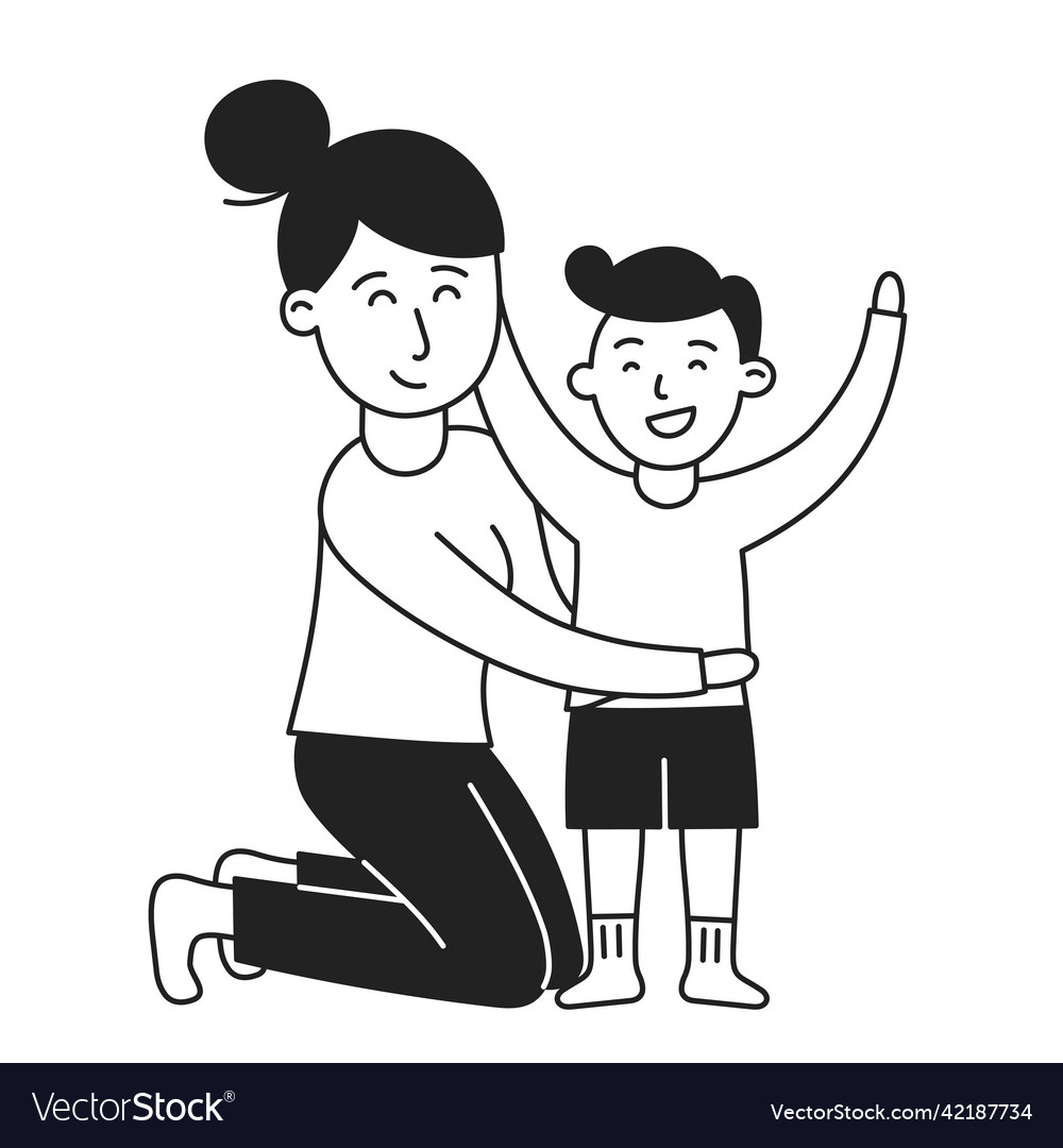 Dressing up hand drawn kid and family doodle icon