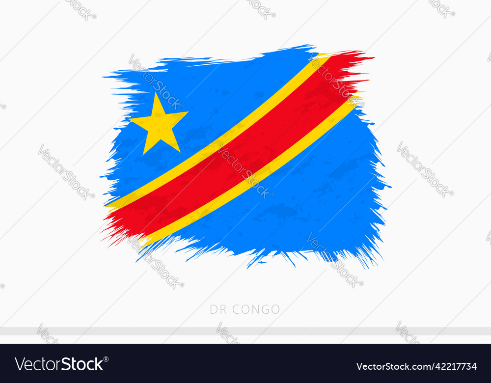 Grunge flag of dr congo abstract brushed Vector Image