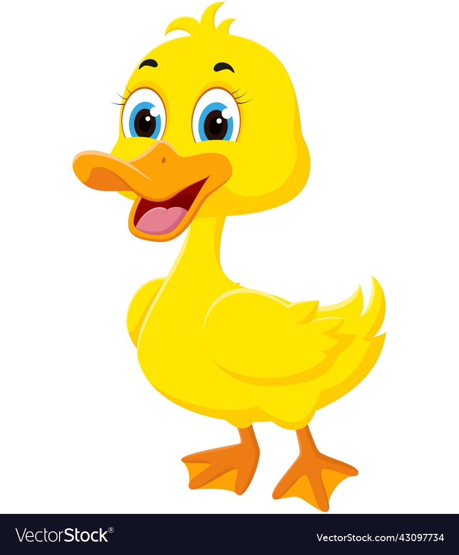 Happy duck cartoon isolated on white Royalty Free Vector