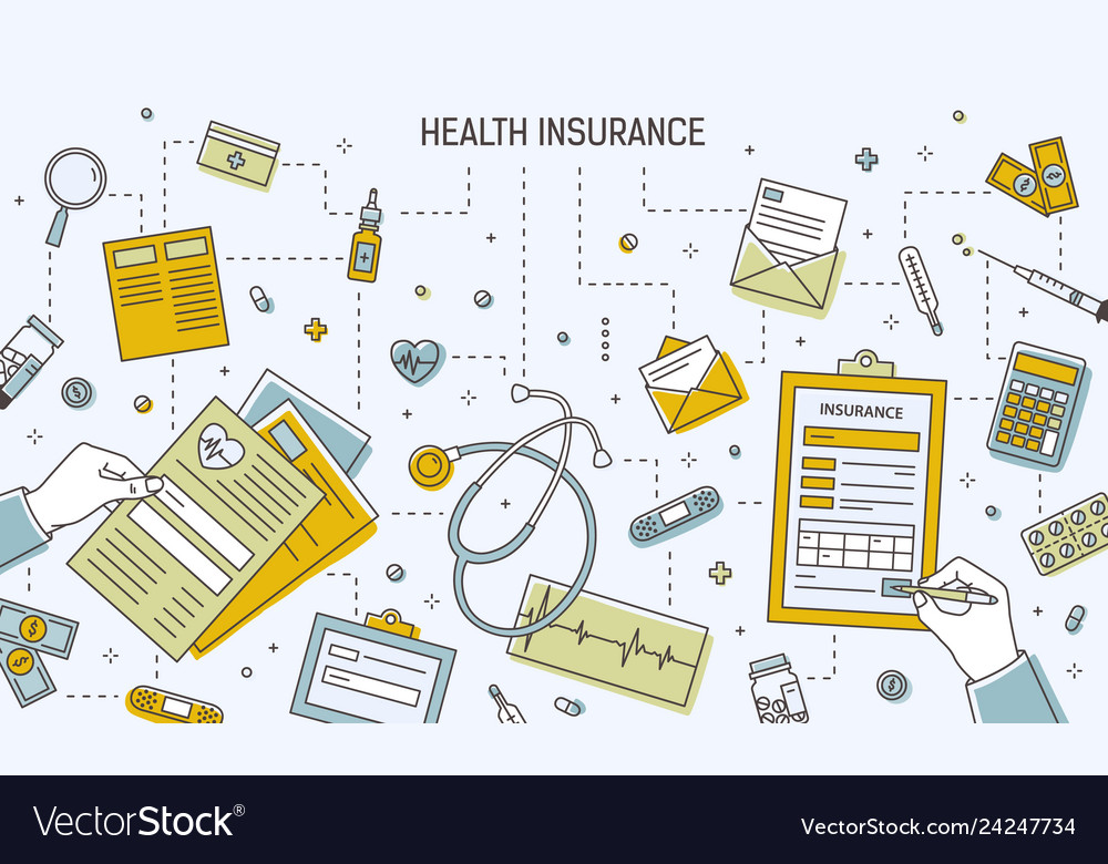 Horizontal Banner Template With Hands Filling Out Vector Image