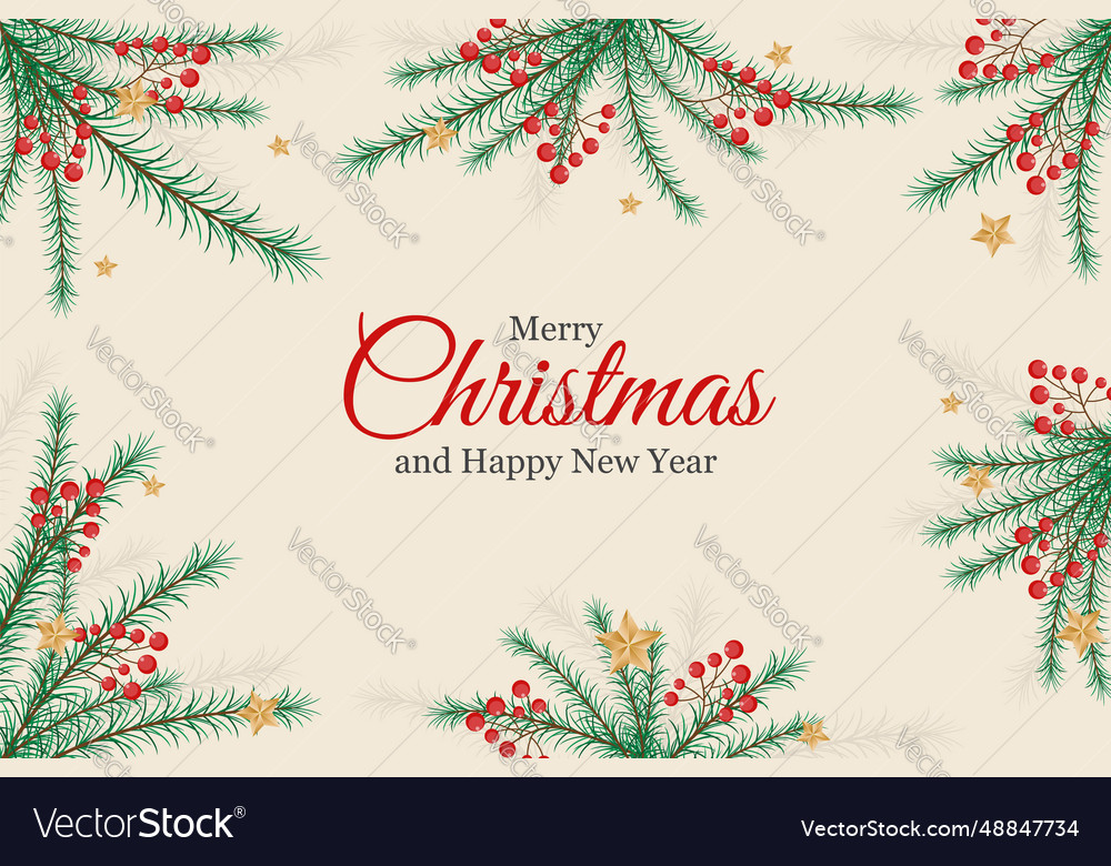 Merry christmas background with pine leaf ornament