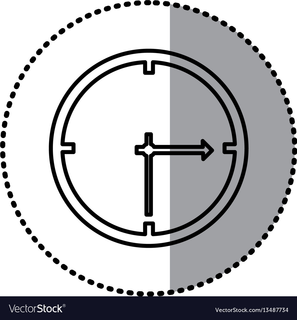 Monochrome contour sticker of wall clock