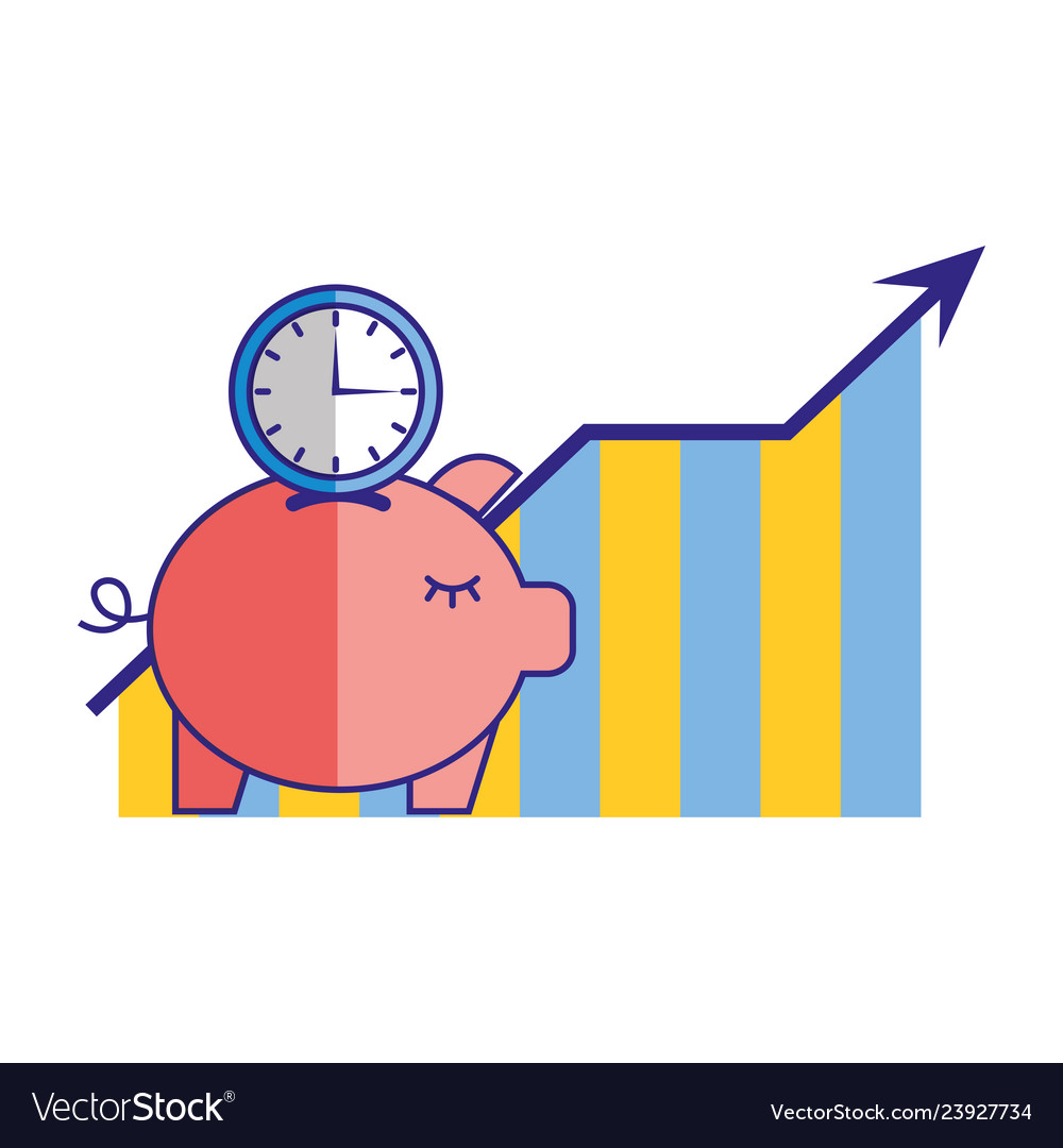 Piggy bank clock time statistics chart