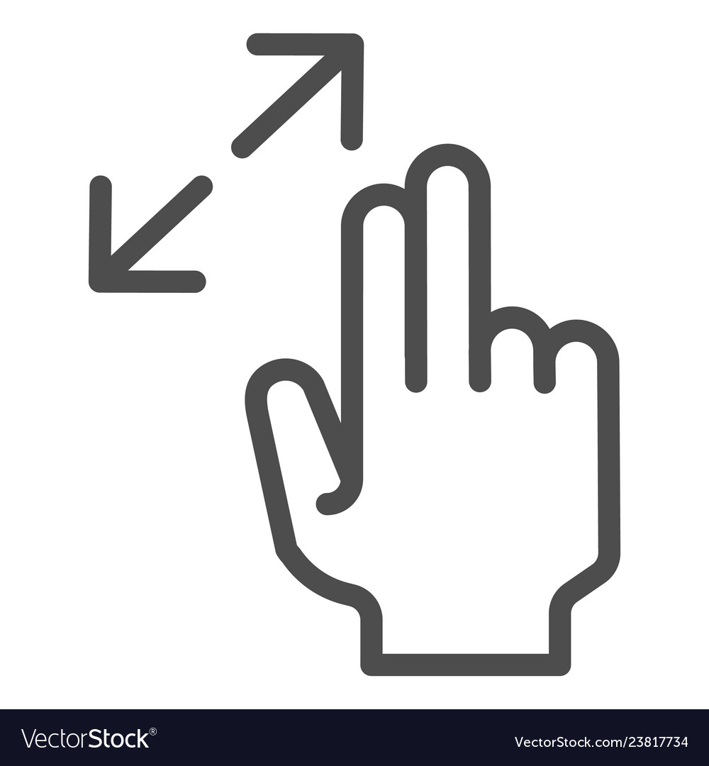 Resize gesture line icon zoom vector image Resize gesture line icon zoom