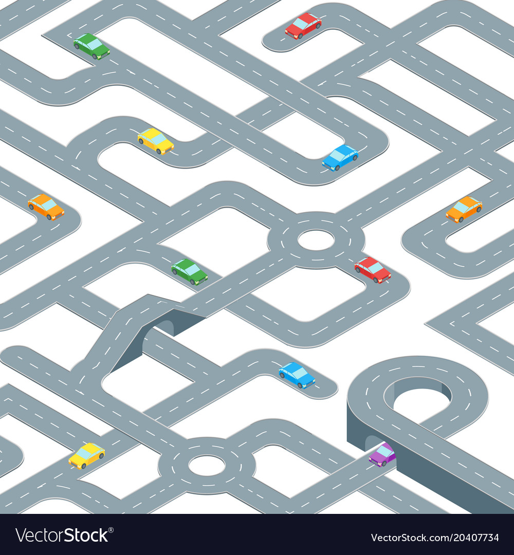 Road Seamless Pattern - Isometric View