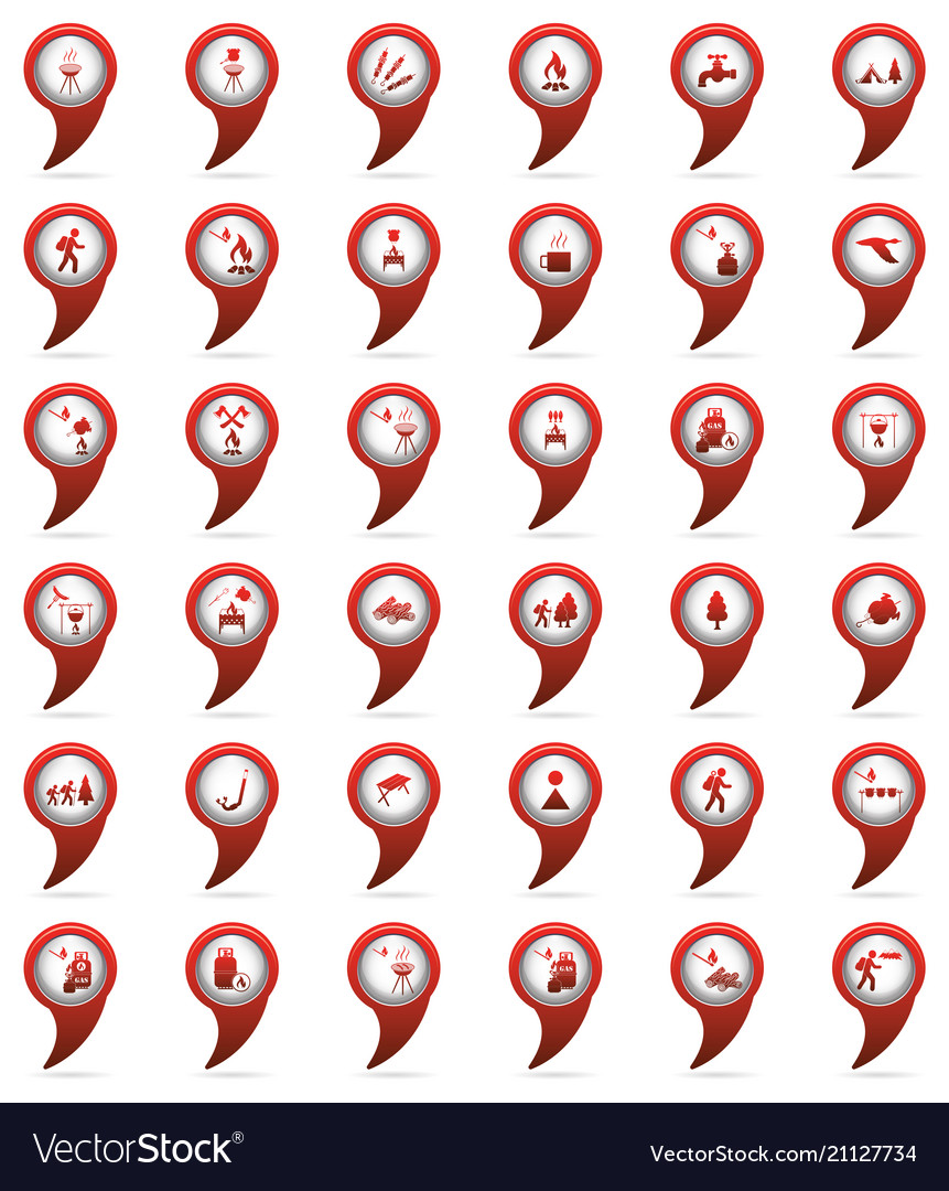 Set of tourism service map pointers