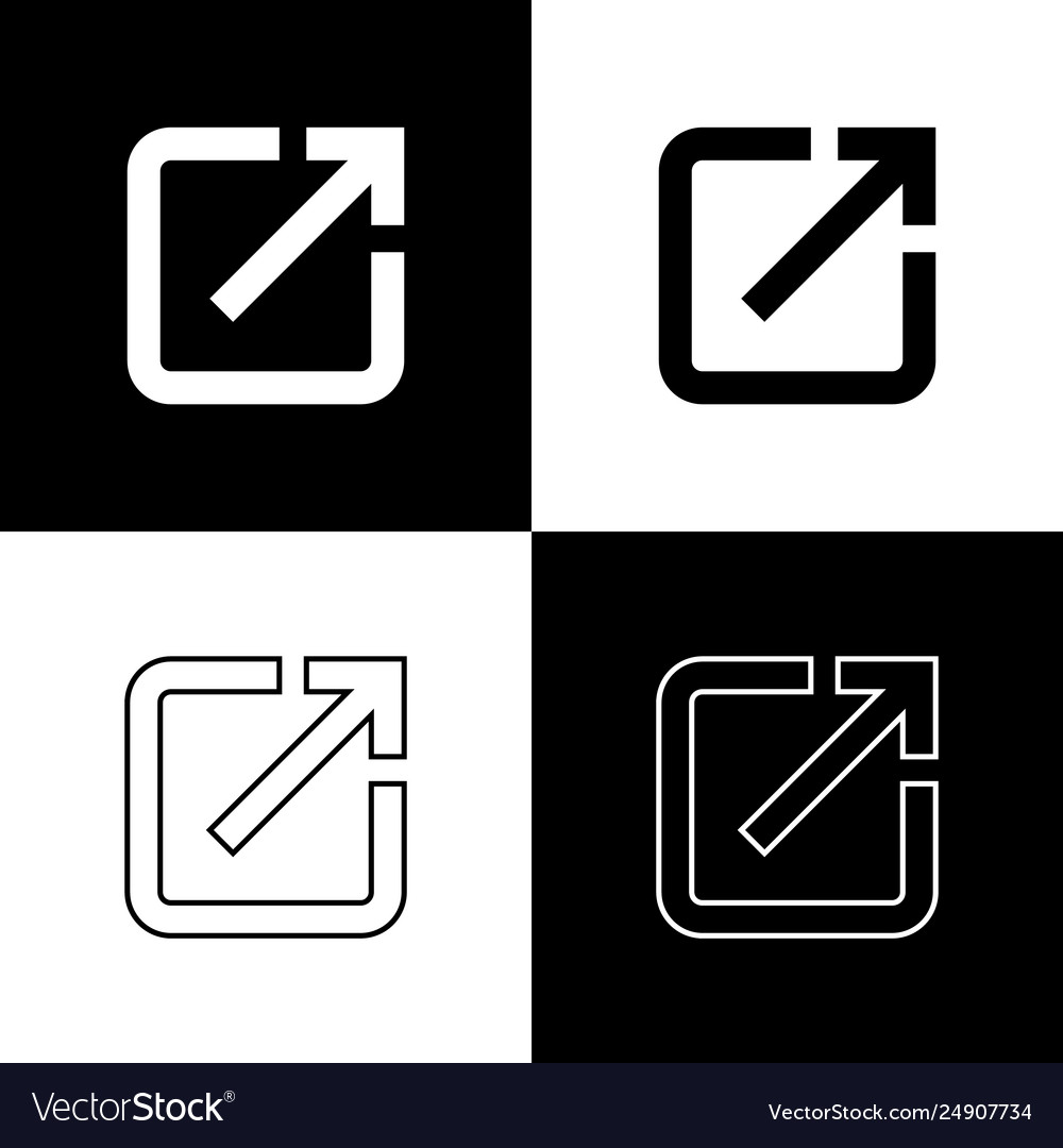 Set open in new window icons isolated on black vector image Set open in new window icons isolated on black
