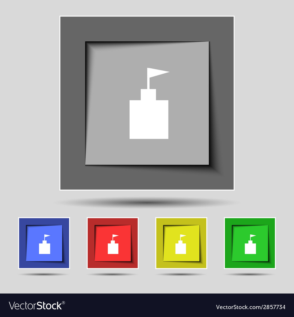 Tower icon set flat modern web colour button