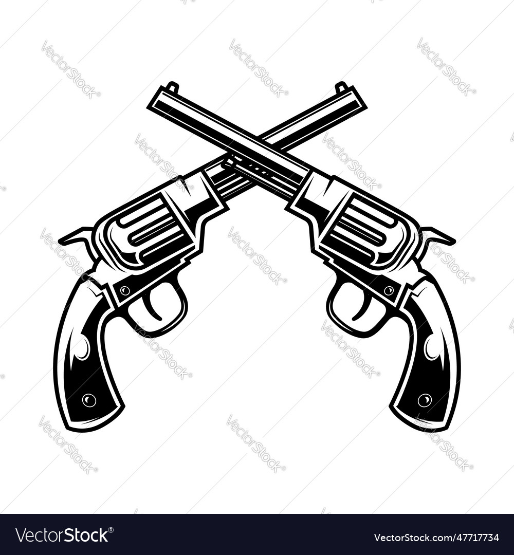 Vintage revolver in black and white perfect Vector Image