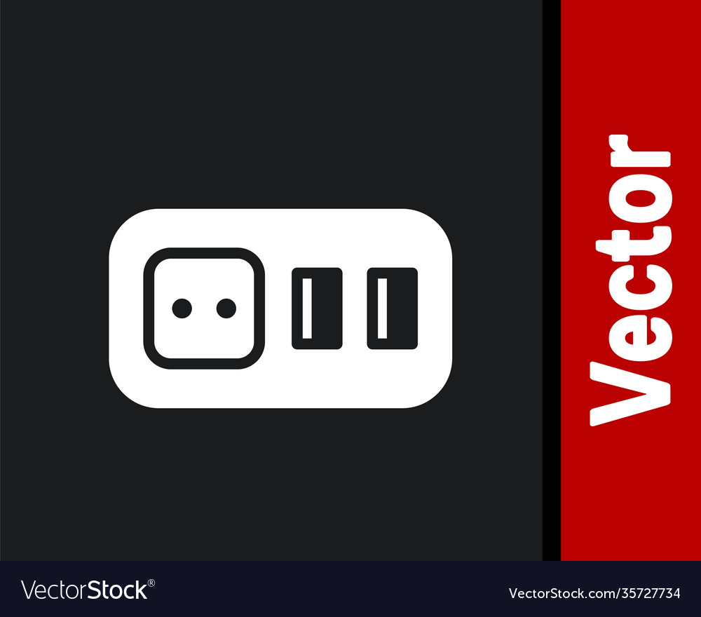 White electrical outlet icon isolated on black Vector Image