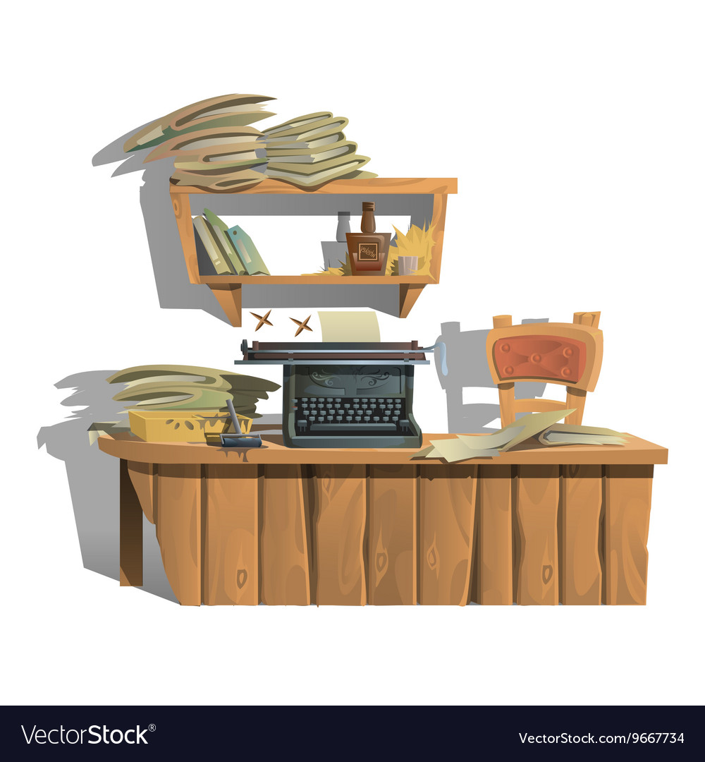 Workplace of writer with typewriter and books Vector Image