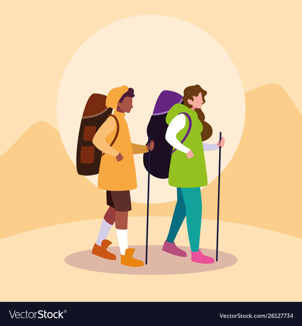 Young Couple Traveller Avatar Character Royalty Free Vector