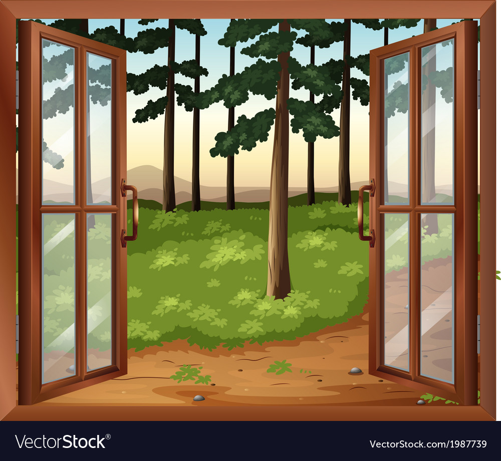 A Window With View Of The Trees Royalty Free Vector Image