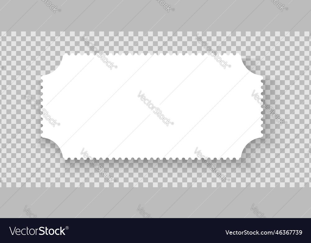 Blank event ticket or lottery mockup white paper vector image Blank event ticket or lottery mockup white paper