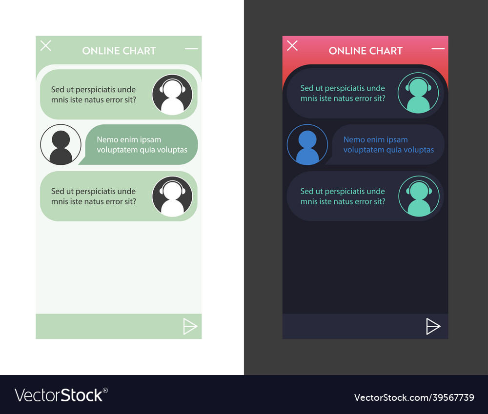 Chat bot window set vector image Chat bot window set